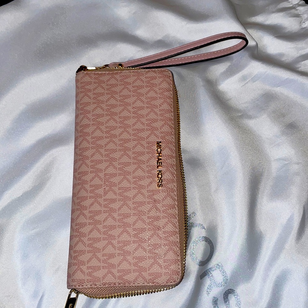 Blush pink MK Logo Wristlet